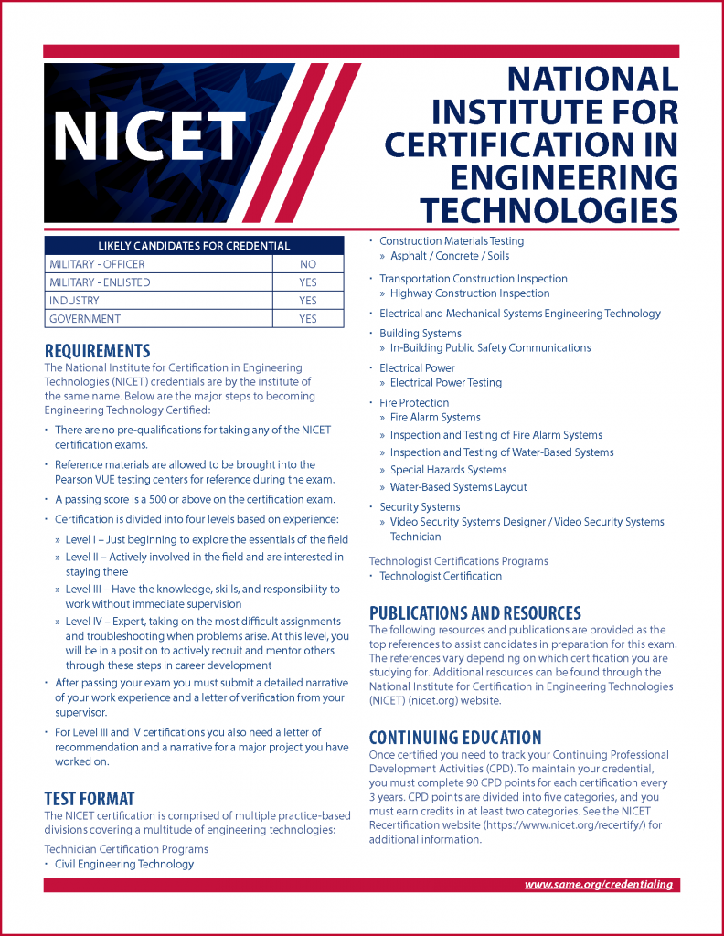 National Institute for Certification In Engineering Technologies